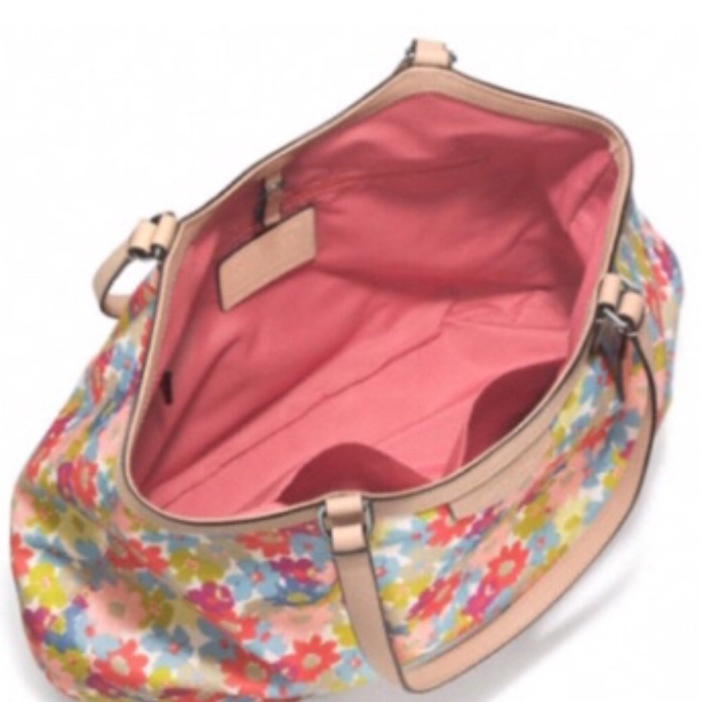COACH SIGNATURE STRIPE FLORAL PRINT SHOULDER BAG - Picture 2 of 3